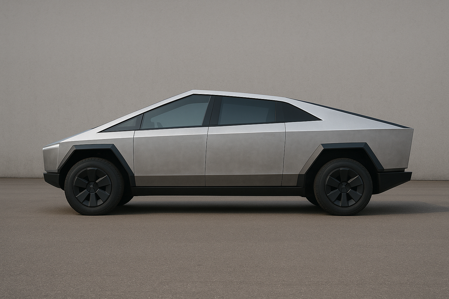 Cybertruck side profile with extended rear window decal